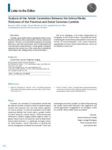 Letter to the Editor Analysis of the Article Correlation Between the Intima-Media Thickness of the Proximal and Distal Common Carotids