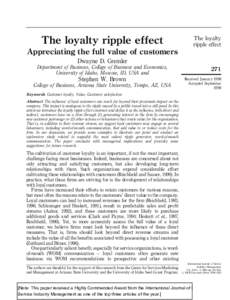 The loyalty ripple effect  The loyalty ripple effect  Appreciating the full value of customers