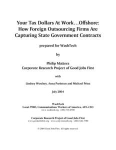 Your Tax Dollars at Work...Offshore: How Foreign Outsourcing Firms are Capturing State Government Contracts