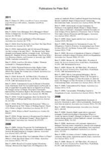 Publications for Peter Butt[removed]Butt, P., Hamer, D[removed]LexisNexis Concise Australian Legal Dictionary (4th edition). Australia: LexisNexis Butterworths.