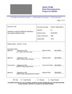 ORAU TEAM Dose Reconstruction Project for NIOSH Oak Ridge Associated Universities I Dade Moeller & Associates I MJW Corporation Page 1 of 13