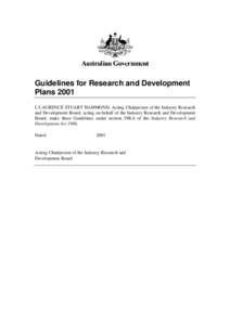 Guidelines for Research and Development Plans 2001