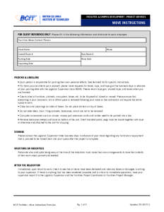 FACILITIES & CAMPUS DEVELOPMENT - PROJECT SERVICES  MOVE INSTRUCTIONS FOR CLIENT REFERENCE ONLY Please fill in the following information and distribute to each employee Facilities Move Contact Person