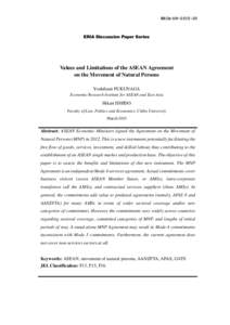 ERIA-DPERIA Discussion Paper Series Values and Limitations of the ASEAN Agreement on the Movement of Natural Persons