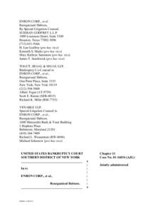 ENRON CORP., et al. Reorganized Debtors, By Special Litigation Counsel, SUSMAN GODFREY L.L.P[removed]Louisiana Street, Suite 5100 Houston, Texas[removed]