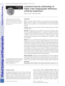 Science / Latitudinal gradients in species diversity / Species richness / Fiddler crab / Biome / Biodiversity / Macroecology / Biogeography / Indo-Pacific / Biology / Ecology / Terminology