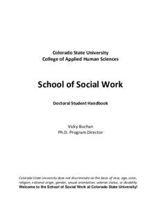 Colorado State University College of Applied Human Sciences School of Social Work Doctoral Student Handbook