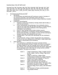 Operating Paper of the A/P Staff Council [Amended June 1987, November 1989, April 1990, September 1990, November 1991, April 1993, April 1994, June 1995, April 1996, November 1997, May 1998, May 1999, November 2000, Marc