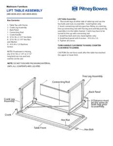Mailroom Furniture  LIFT TABLE ASSEMBLY (MD[removed], MD[removed]Lift Table Assembly: