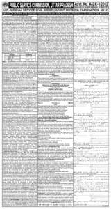 PUBLIC SERVICE COMMISSION, UTTAR PRADESH Advt. No. A-2/E[removed]Closing date for receipt of Application- 1st March, 2012 U.P. JUDICIAL SERVICE CIVIL JUDGE (JUNIOR DIVISION) EXAMINATION[removed]Important: The Candidates o