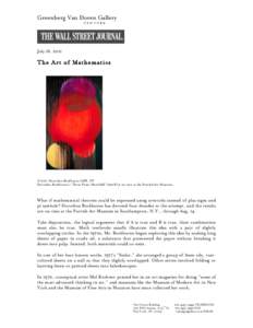 Greenberg Van Doren Gallery NEW YORK July 16, 2011  The Art of Mathematics