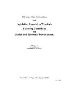 The Legislative Assembly of Manitoba Debates and Proceedings