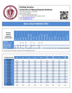 Parking Services University of Massachusetts Amherst 51 Forestry Way Amherst, MAPhone: (PARK Fax: (Parking Trailers (Satellite Office, Campus Center)