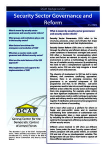 DCAF Backgrounder  Security Sector Governance and Reform[removed]What is meant by security sector