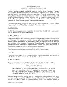 SEPTEMBER12 2011 REGULARCITYCOMMISSIONMEETING TheCityCommissionofDadeCity Florida metintheCityHallAnnexCommissionChambers inaregularCityCommissionmeetingonthis12th dayofSeptember 2011 at555pm The followingmemberswerepres