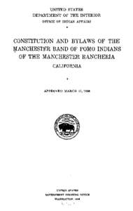Constitution and Bylaws of the Manchester Band of Pomo Indians of the Manchester Rancheria, California