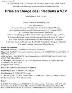 Consensus infections VZV  11è CONFÉRENCE DE CONSENSUS EN THÉRAPEUTIQUE ANTI INFECTIEUSE