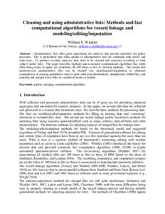 Cleaning and using administrative lists: Methods and fast computational algorithms for record linkage and modeling/editing/imputation