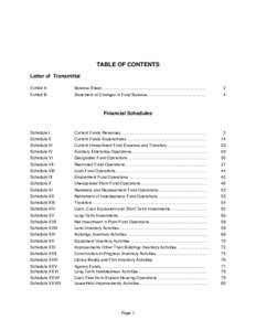 TABLE OF CONTENTS Letter of Transmittal Exhibit A Balance Sheet……………………………………………….…………………
