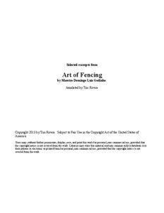Selected excerpts from  Art of Fencing