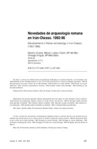 Novedades de arqueología romana en Irún-OiassoDevelopments in Roman archaeology in Irún-OiassoGereñu Urcelai, Marian; López Colom, Mª del Mar; Urteaga Artigas, Mª Mercedes