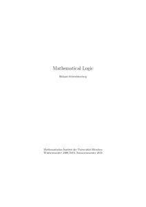 Mathematical Logic Helmut Schwichtenberg