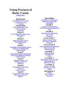 Voting Precincts of Burke County Polling Place Burkemont NC Wildlife Resource Center