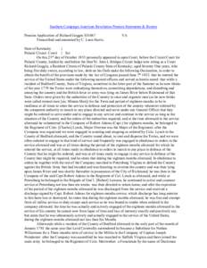 Southern Campaign American Revolution Pension Statements & Rosters Pension Application of Richard Goggin S31067 Transcribed and annotated by C. Leon Harris. VA