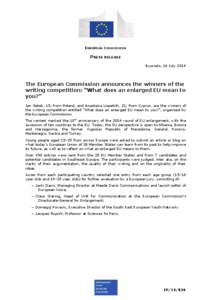 EUROPEAN COMMISSION  PRESS RELEASE Brussels, 16 July[removed]The European Commission announces the winners of the