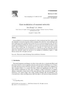 Neurocomputing 32}[removed]}628  Gain modulation of recurrent networks Jian Zhang*, L.F. Abbott Volen Center for Complex Systems Department of Biology, Brandeis University, Waltham, MA[removed], USA