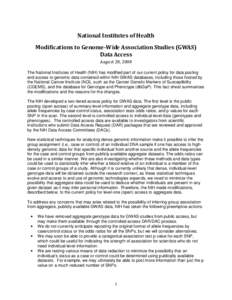 Modifications to Genome-Wide Association Studies (GWAS) Data Access - August 28, 2008