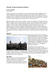 Slum / Mumbai / Slum upgrading / Film / Shanty towns / Dharavi