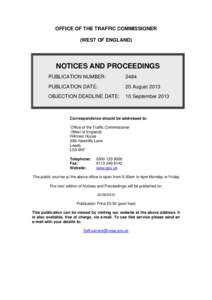 OFFICE OF THE TRAFFIC COMMISSIONER   (WEST OF ENGLAND) NOTICES AND PROCEEDINGS