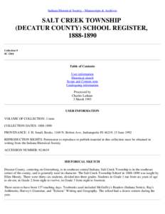 SALT CREEK TOWNSHIP (DECATUR COUNTY) SCHOOL REGISTER, [removed]