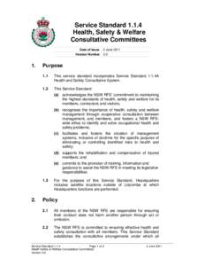 Service Standard[removed]Health, Safety & Welfare Consultative Committees Date of Issue Version Number