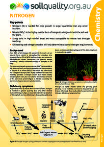 Key points 	 Nitrogen (N) is needed for crop growth in larger quantities than any other nutrient. Nitrate (NO -) is the highly mobile form of inorganic nitrogen in both the soil and the plant.