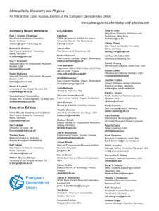 Atmospheric Chemistry and Physics An Interactive Open Access Journal of the European Geosciences Union www.atmospheric-chemistry-and-physics.net