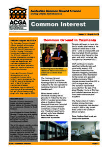 Australian Common Ground Alliance  ending chronic homelessness Common Interest Issue 3