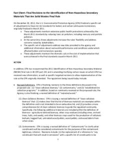 Fact Sheet: Final Revisions to the Identification of Non-Hazardous Secondary Materials That Are Solid Wastes Final Rule