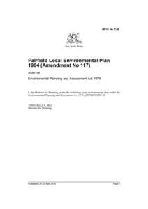 2010 No 138  New South Wales Fairfield Local Environmental Plan[removed]Amendment No 117)