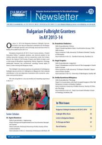 Bulgarian-American Commission for Educational Exchange  www.fulbright.bg Newsletter