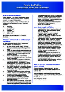 Labour Trafficking Factsheet for Employers - English