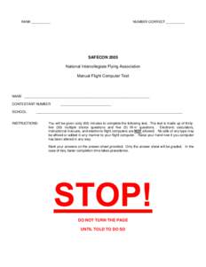RANK __________  NUMBER CORRECT __________ SAFECON 2005 National Intercollegiate Flying Association