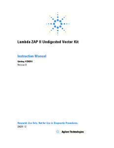 Lambda ZAP II Undigested Vector Kit Instruction Manual Catalog #236201