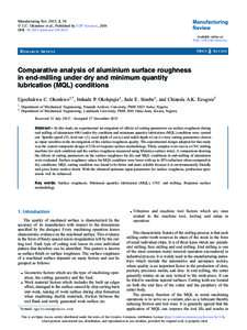 Manufacturing Rev. 2015, 2, 30  U.C. Okonkwo et al., Published by EDP Sciences, 2016 DOI: mfreviewAvailable online at: http://mfr.edp-open.org