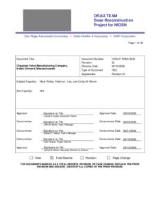 Chemistry / Radioactivity / National Institute for Occupational Safety and Health / Chemical elements / Nuclear weapons / Radiation dose reconstruction / Uranium / Manhattan Project / Energy Employees Occupational Illness Compensation Program / Nuclear physics / Radiobiology / Physics