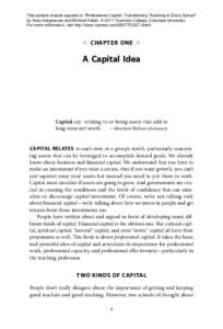 Social capital / Human capital / Teacher / Cultural capital / Factors of production / Teach For America / Financial capital / Spiritual capital / Academic capital / Microeconomics / Capital / Economics