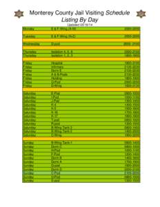 Monterey County Jail Visiting Schedule Listing By Day Monday Updated[removed]E & F-Wing (A-M)