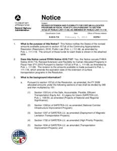 REDISTRIBUTION OF CERTAIN AUTHORIZED FUNDS FOR FISCAL YEAR (FY[removed]PURSUANT TO DIVISION K, TITLE I, SECTION 120(e) OF PUBLIC LAW[removed]