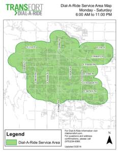 N College Ave  Dial-A-Ride Service Area Map Monday - Saturday 6:00 AM to 11:00 PM